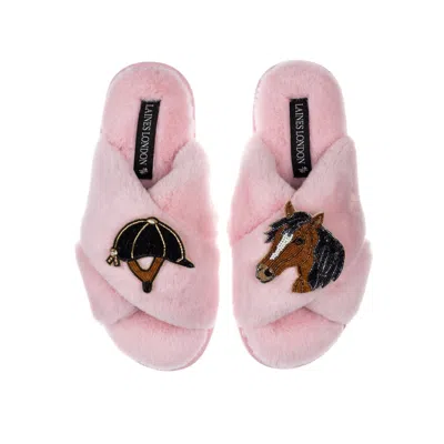 Laines London Women's Pink / Purple Classic Laines Slippers With Riding Hat & Horse Brooches - Pink In Pink/purple