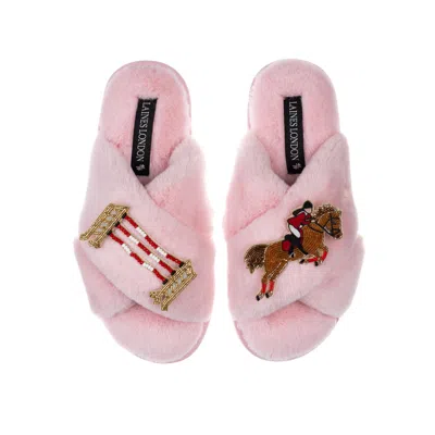 Laines London Women's Pink / Purple Classic Laines Slippers With Show Jump Horse Brooches - Pink In Pink/purple
