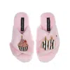 Laines London Women's Pink / Purple Classic Laines Slippers With Stripe 40th Birthday & Cake Brooches - Pink In Pink/purple