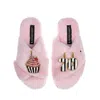 Laines London Women's Pink / Purple Classic Laines Slippers With Stripe 70th Birthday & Cake Brooches - Pink In Pink/purple