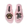 Laines London Women's Pink / Purple Classic Laines Slippers With Vinny The Italian Greyhound & Paw Brooches - Pink In Pink/purple