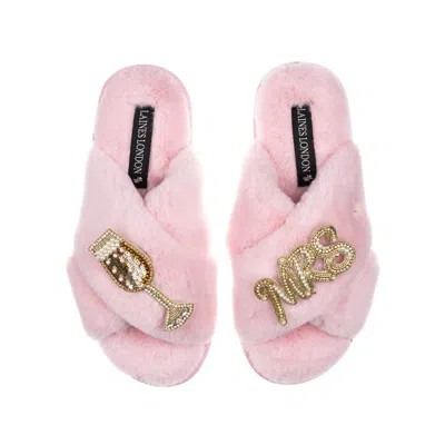 Laines London Women's Pink / Purple Classic Laines Slippers With Wedding Champers & Mrs Brooches - Pink In Pink/purple