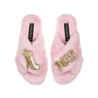 Laines London Women's Pink / Purple Classic Laines Slippers With Wedding Heel & Mrs Brooches - Pink In Pink/purple