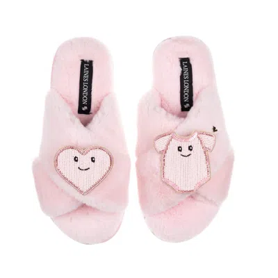 Laines London Women's Pink / Purple Classic Slippers With Laines Lovables Pink Love & Baby Grow Brooches - Pink