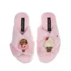 Laines London Women's Pink / Purple Classic Slippers With Laines Loveables Ice Lolly & Ice Cream Brooches - Pink In Pink/purple