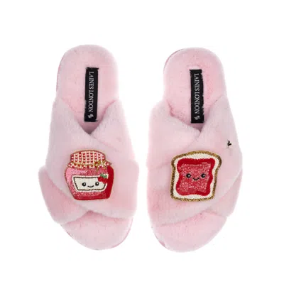 Laines London Women's Pink / Purple Classic Slippers With Laines Loveables Jam & Toast Brooches - Pink In Pink/purple
