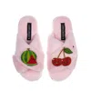 Laines London Women's Pink / Purple Classic Slippers With Laines Loveables Watermelon & Cherry Brooches - Pink In Pink/purple