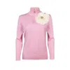 Laines London Women's Pink / Purple / Neutrals Laines Couture Pink Quarter Zip Jumper With Embellished Cream Corsa In Pink/purple