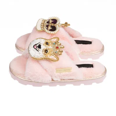 Laines London Women's Pink / Purple Ultralight Chic Laines Slipper Sliders With Sandy The Corgi & Royal Crown - Pi