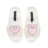 Laines London Women's Pink / Purple / White Classic Slippers With Laines Lovables Pink Love & Baby Grow Brooches -