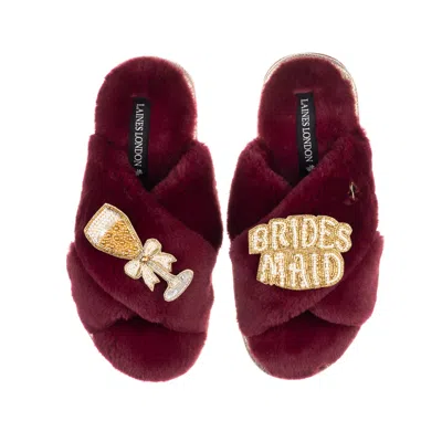 Laines London Women's Red Classic Laines Slippers With Bridesmaid Brooches - Burgundy