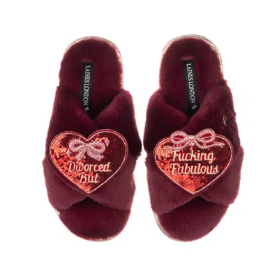 Laines London Women's Red Classic Laines Slippers With Divorced But Fucking Fabulous Brooches - Limited Edition Bu In Pink