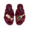 Laines London Women's Red / Gold Classic Laines Slippers With Bubbles Darling Brooches - Limited Edition Burgundy In Brown