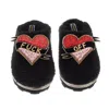 Laines London Women's Teddy Closed Toe Slippers With Fuck Off Brooches - Black In Black