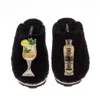 Laines London Women's Teddy Closed Toe Slippers With Hugo Spritz Brooches - Black In Black