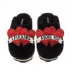 Laines London Women's Teddy Closed Toe Slippers With I Fucking Adore You Brooches - Black In Black