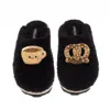 Laines London Women's Teddy Closed Toe Slippers With Laines Lovables Hot Chocolate & Pretzel Brooches - Black In Black