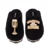 Laines London Women's Teddy Closed Toe Slippers With Mother Of The Bride Brooches - Black In Black
