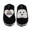 Laines London Women's Teddy Closed Toe Slippers With Queenie & Dog Mum / Mom Brooches - Black In Black