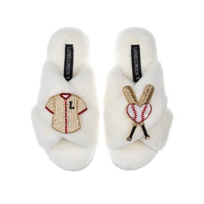 Laines London Women's White Classic Laines Slippers With Baseball Lover ...