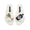 Laines London Women's White Classic Laines Slippers With Botanical Gin & Glass Brooches - Cream In White