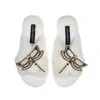 Laines London Women's White Classic Laines Slippers With Double Dragonfly Brooches - Cream In White