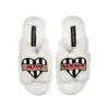 Laines London Women's White Classic Laines Slippers With Hot Mama Brooches - Cream In White