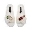 Laines London Women's White Classic Laines Slippers With Laines Tequila Slammer Brooches - Cream In White