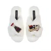 Laines London Women's White Classic Laines Slippers With Sushi & Soy Sauce Brooches - Cream In White