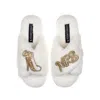 Laines London Women's White Classic Laines Slippers With Wedding Heel & Mrs Brooches - Cream In White