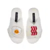 Laines London Women's White Classic Slippers With Laines Loveables Egg & Bacon Brooches - Cream In White