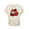 Laines London Women's White Embellished Boxing Gloves T-shirt - Cream In White
