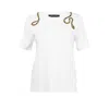 Laines London Women's White / Gold Laines Couture Embellished Black & Gold Wrap Around Snake T-shirt - White