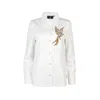 Laines London Women's White Laines Couture Embellished Gold Bird Of Paradise Shirt
