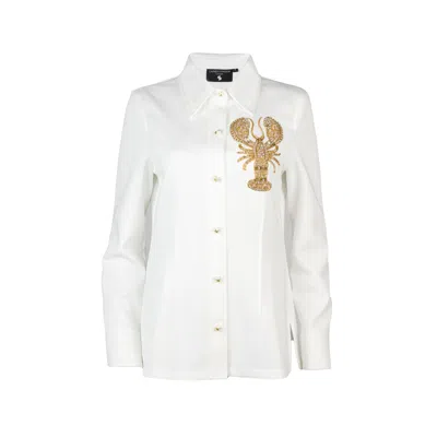Laines London Women's White Laines Couture Embellished Gold Lobster Shirt
