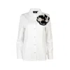 Laines London Women's White Laines Couture Shirt With Embellished Black & Cream Corsage In White