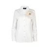 Laines London Women's White Laines Couture Shirt With Embellished Cream Corsage In White