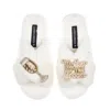 Laines London Women's White / Neutrals Classic Laines Slippers With Mother Of The Groom Brooches - Cream In White