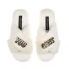 Laines London Women's White / Neutrals Classic Laines Slippers With You Cunt Brooches - Cream In White