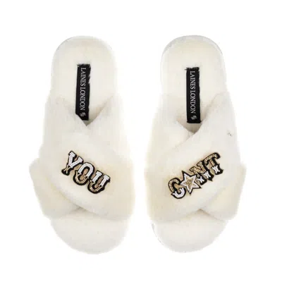 Laines London Women's White / Neutrals Classic Laines Slippers With You Cunt Brooches - Cream