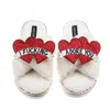 Laines London Women's White / Neutrals Laines Neutral Boucle Slippers With I Fucking Adore You Brooches - Cream In White
