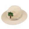 Laines London Women's White / Neutrals Straw Woven Hat With Embellished Palm Tree Brooch - Cream In White
