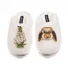 Laines London Women's White / Neutrals Teddy Closed Toe Slippers With Bunny & White Foxglove Brooches - Cream In White