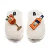 Laines London Women's White Teddy Closed Toe Slippers With Summer Spritzer Brooches - Cream In White