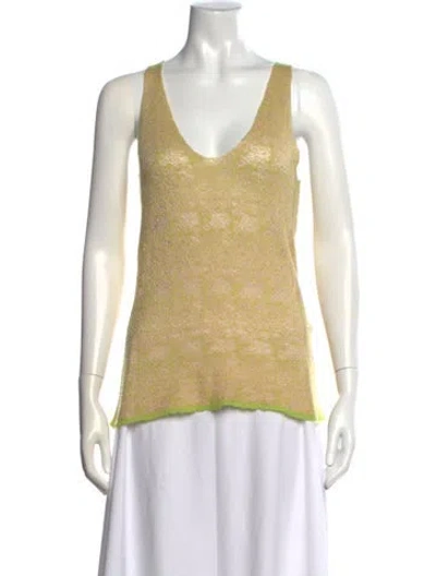Pre-owned Lainey Keogh Cashmere Patterned Top In Yellow