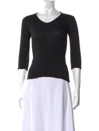 Pre-owned Lainey Keogh Cashmere Scoop Neck Sweater In Black
