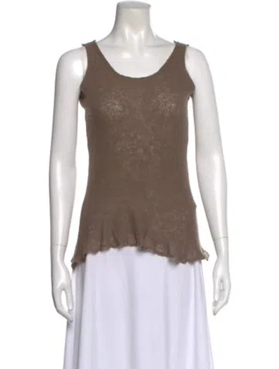 Pre-owned Lainey Keogh Cashmere Scoop Neck Sweater In Brown