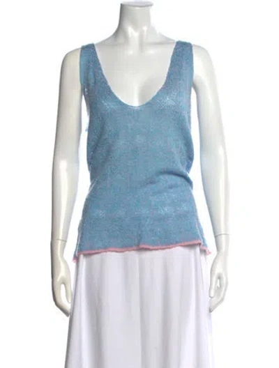 Pre-owned Lainey Keogh Cashmere V-neck Top In Blue