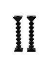 Lainy Home 8" Zig Zag Crystal Candlesticks, Set Of 2 In Black