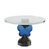 Lainy Home 9" Butterfly Cake Plate In Smoke/navy